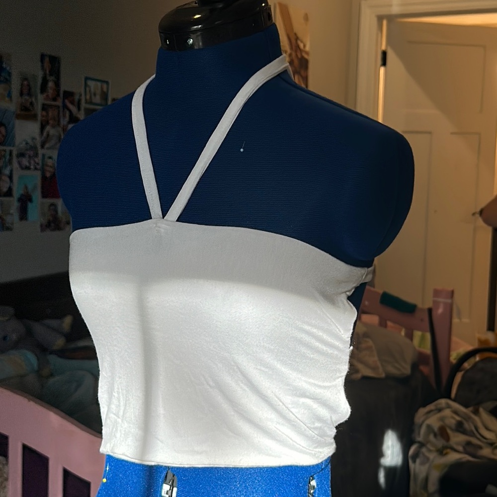 White open back croptop